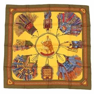 HERMES Calle 90 Scarf Desert Leather Ornament Nomad Tuareg Beauty aq10738 From - Picture 1 of 3