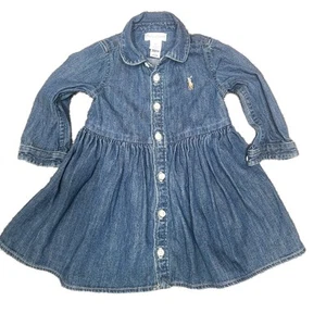 Camisa Ralph Lauren Denim Bebé Niña Infante Manga Larga Botón Delantero Talla 6 Lunes - Imagen 1 de 5