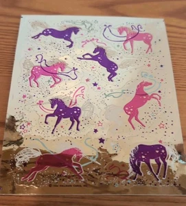 Hoja de pegatinas de unicornio Hallmark RAZZLE DAZZLE 1984 de colección - rara - Imagen 1 de 2