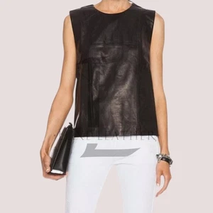 Women's Black Leather Shirt Causal Leather Shirt Genuine Lambskin Leather Shirt - Picture 1 of 2