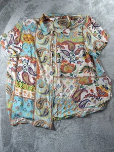 Rose and Olive 2x plus paisley floral shirt Boho, Coastal Dopamine, Maximalist - Picture 1 of 5