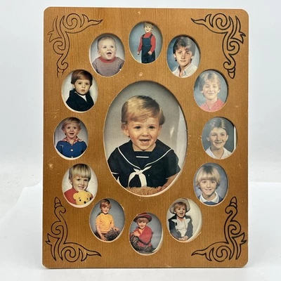 Collage School Picture Frame kindergarten - 12th Grade Brown 14"x 11" Vintage - Image 1 of 4