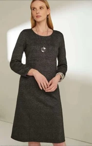 Vestido Ponte Jill Wearever Fit Acampanado a Cuadros Talla Grande Gris Ahumado $119 NUEVO - Imagen 1 de 5