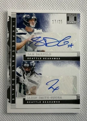 SAM DARNOLD JAXON SMITH-NJIGBA 2025 IMPECCABLE INKPECCABLE Dual AUTO 17/25 - Image 1 of 2