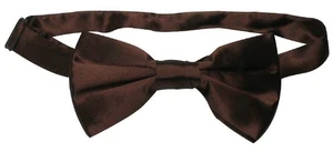 100% SILK BOWTIE Solid CHOCOLATE BROWN Color Mens Bow Tie for Tuxedo or Suit - Picture 1 of 2