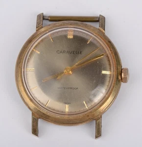 Vintage Caravelle Waterproof Swiss Made Men’s Watch 33mm Gold Tone - Running - Picture 1 of 10