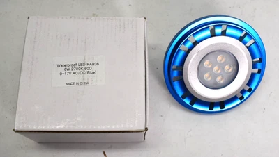 Replacement LED Light Bulb Waterproof Warm PAR36 6W 2700K 60D 9-17V AC/DC Blue - Image 1 of 4