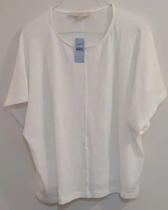 Ann Taylor LOFT Size LP Solid White Short Sleeve Top Brand New - Picture 1 of 5