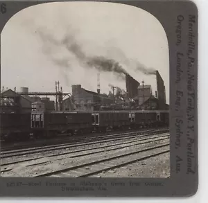 Steel Furnace Birmingham Alabama Great Iron Center Keystone Stereoview c1900 - Picture 1 of 4