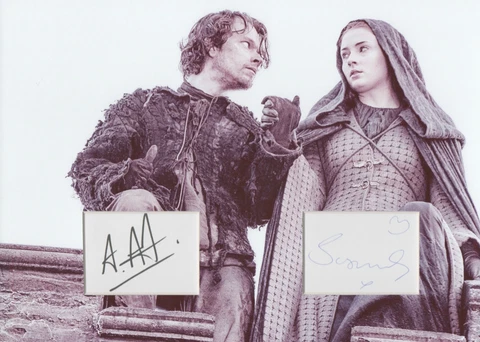 SOPHIE TURNER & ALFIE ALLEN Signed 12x8 Photo GAME OF THRONES COA Cover