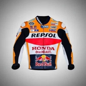 Honda Repsol Motorcycle Racing Jacket Cowhide Leather Motorbike Sport Jacket - Picture 1 of 4