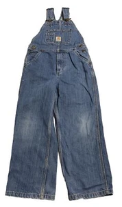 Carhartt Youth Size 7 Master Cloth Blue Denim Bib Overalls kids Pants - Picture 1 of 8