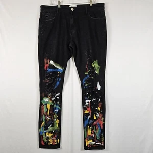 Jeans Lifted Anchors Los Angeles taglia 36 nero vernice schizzi art denim Martin - Foto 1 di 19