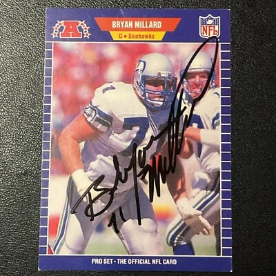 1989 Pro Set Football Bryan Millard Seahawks #397 Signed Auto VTG - Image 1 of 3
