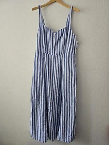 Womens Maxi Sundress XLT Linen Striped Sweetheart Beachy Coastal Boho Tomatogirl - Picture 1 of 7