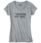Unicorns Are Lame Said Nobody Ever molliges Damen-Junior-T-Shirt Petite mit V-Ausschnitt