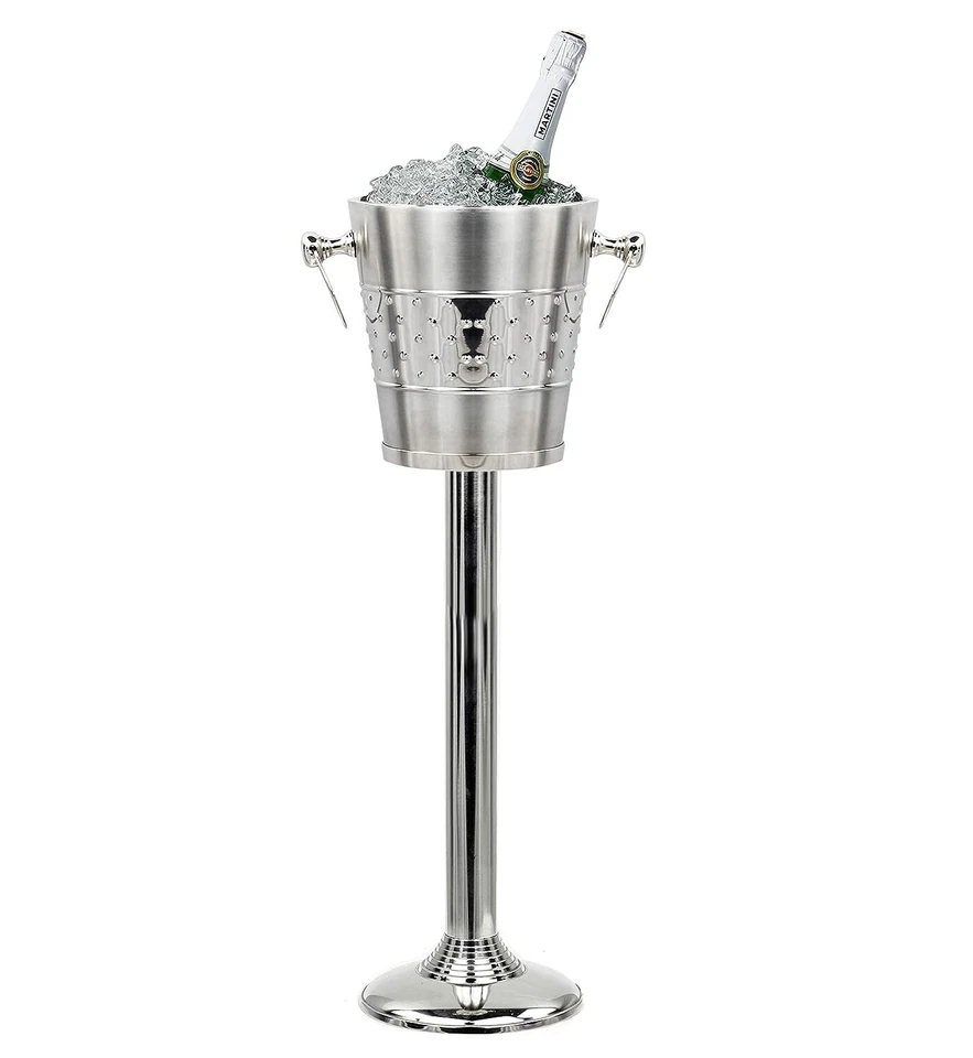 Nickel Plated Majestic Wine & Ice Bucket with Steel bucket Stand wine Chiller - Image 1 of 4