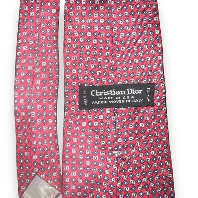 Corbata vintage Christian Dior para hombre toda seda tejida en Italia geométrica Foto 1 de 4
