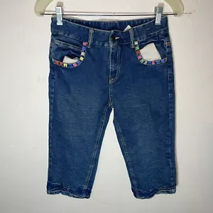 Mary Kate Ashley Size 14 Girls Denim Jeans Embroidered Blue Boho - Picture 1 of 3