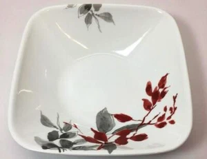 ❤️ Corelle KYOTO LEAVES Square 1.5-Qt SERVING BOWL Japanese Watercolor Red Gray - Picture 1 of 2