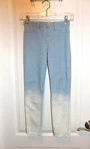ABERCROMBIE KIDS Girls Lt Wash Ombre Jeggings 8 Jeans Pinstriped Crop Pull-on - Picture 1 of 8
