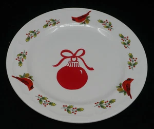 GIBSON CERÁMICA INVIERNO PÁJARO PLATO DE CENA, CARDENAL Y ACEBO, TEMA NAVIDAD - Imagen 1 de 5