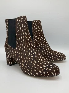 J.CREW Factory Women's US 9 Heeled Chelsea Boot in Cheetah Calf Hair New w/o Box - Picture 1 of 12