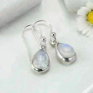 sterling silver dangly moonstone earrings - Picture 1 of 2