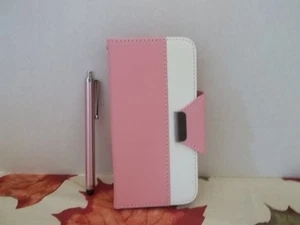 ULAK IPHONE 6 WALLET CASE~PROTECTOR~PINK & WHITE~2 SLOTS - Picture 1 of 8