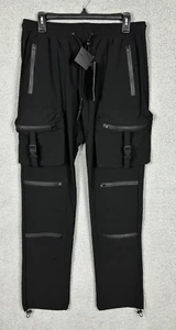 Decibel Unisex Multi Pocket Bungee Ankle Cargo Pants Black Large New With Tag's. - Picture 1 of 10