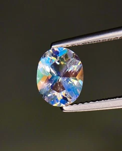 Pietra di Luna Arcobaleno Sfaccettata Naturale 1,5 Ct Alta Qualità Pietra Preziosa Sciolta Madagascar - Foto 1 di 2