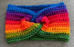 HANDMADE CROCHET RAINBOW KNOTTED Winter Headband EARWARMER WOMEN, JUNIORS, GIRLS - Picture 1 of 10