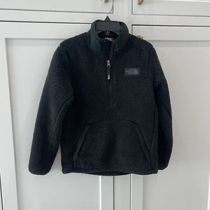 North Face Kids Campshire Fleece Hooded pullover Jacket Size Medium 10/12 Black - Picture 1 of 7