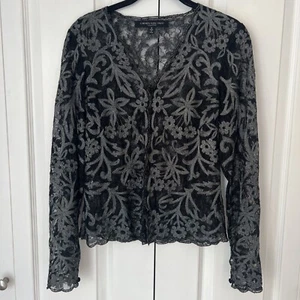 Cárdigan Carmen Valvo Marc Negro Plata Floral Mujer Talla Pequeña 4 N1 - Imagen 1 de 9