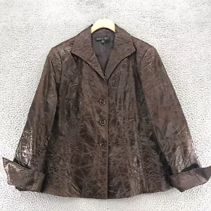Blazer Lafayette 148 New York donna 12 marrone ecopelle bottone croc stropicciato - Foto 1 di 11