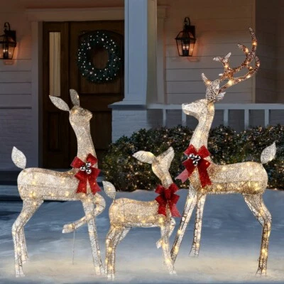 Christmas Lighted Reindeer Family Decoration Deer Set Indoor Outdoor Lawn Decor - Image 1 of 4