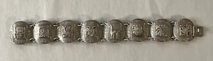 Pulsera de Eslabones Inca Perú De Colección Plata de Ley 925 Guerrero Azteca Llama Cuentacuentos - Imagen 1 de 11