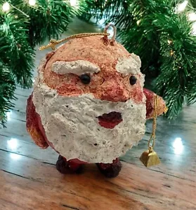Handcrafted Paper Mache Santa Claus Christmas Tree Ornament with Bell - Picture 1 of 8
