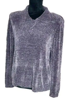 Vintage Alfred Dunner Purple Soft sweater Size Petite medium stretchy knit - Image 1 of 4
