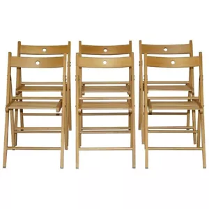 SUITE OF SIX VINTAGE STYLE FOLDING STEAMER DINING CHAIRS GREAT LOOK AND FEEL - Picture 1 of 12