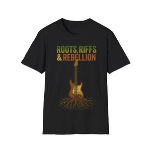 Guitar Roots T-Shirt, Music Lover Gift Reggae Wear - Picture 1 of 11