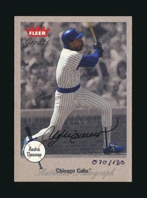 Fleer Greats Andre Dawson 2002 autógrafo impresión corta #D 070/130 Cubs *2191 Foto 1 de 2