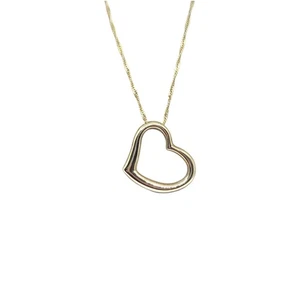 10K Gelbgold 18mm Herz Plättchen Anhänger mit 18" 10K Diamantschliff Seil Halskette - Bild 1 von 9