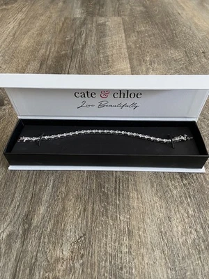 NUEVO Brazalete Tenis Cate & Chloe Ezra Oro Blanco 18k Con Diamantes Foto 1 de 4
