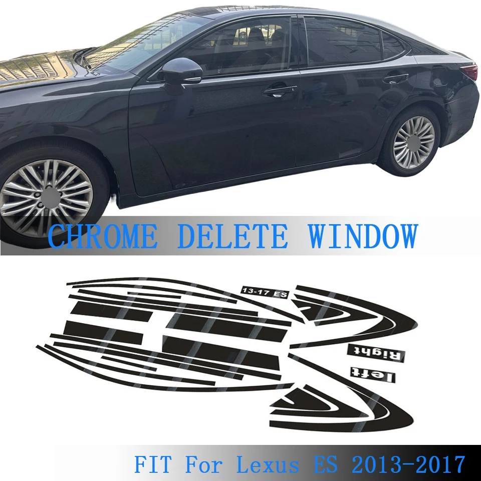 Glossy Black Chrome Delete Window Trims For Lexus ES 2013-2017 Foto 1 de 4