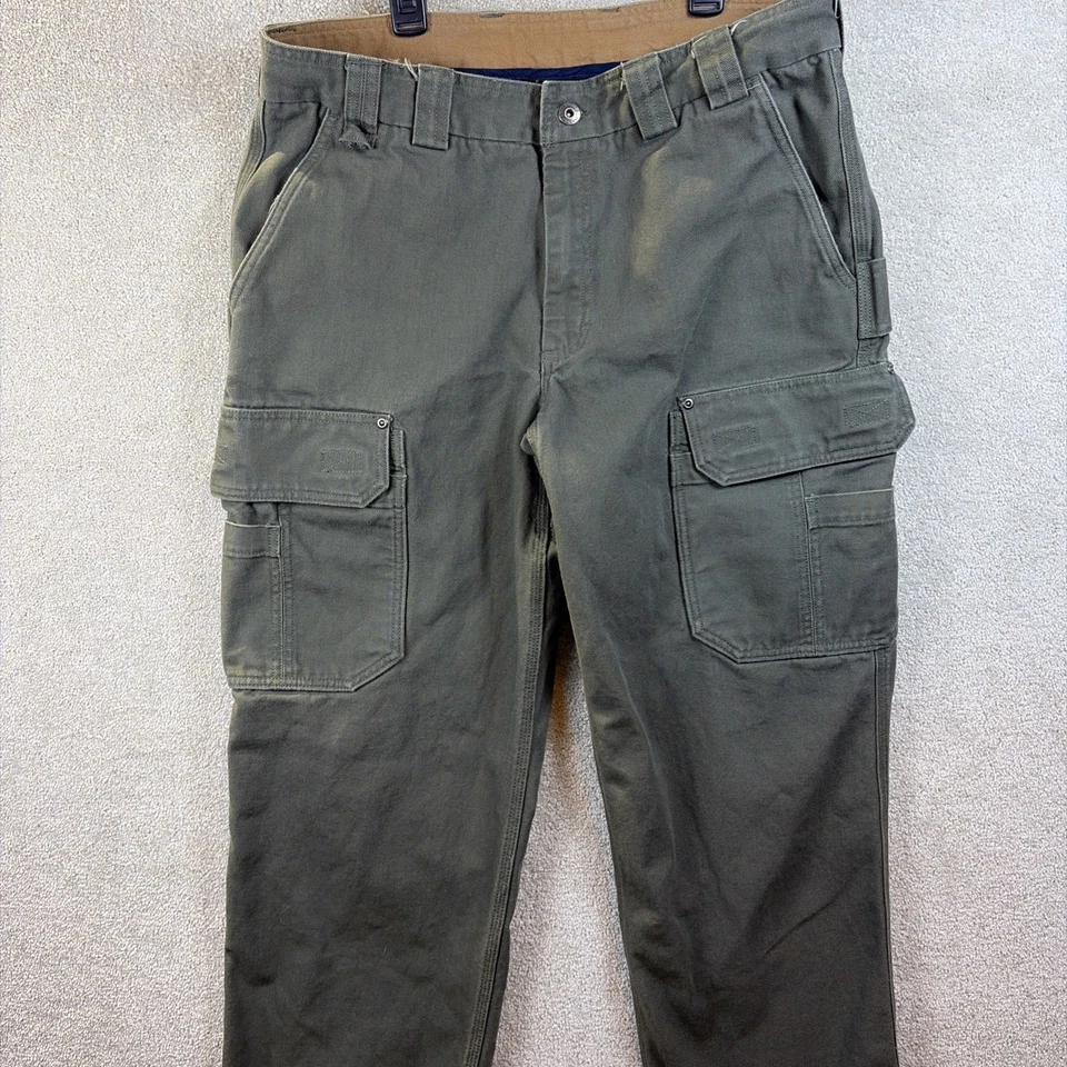 Pantalones cargo Duluth Trading Co para hombre *36x30 verde lona manguera contra incendios ropa de trabajo relajada Foto 1 de 4