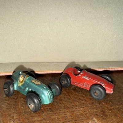 2-BARCLAY Slush Car 2" Indy Racer verde metálico + rojo ambos faltan conductor Foto 1 de 4