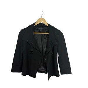VINTAGE Banana Republic Women’s Collared Button Coat in Black Size XSP - Picture 1 of 9
