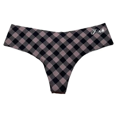 Victoria’s Secret PINK Plaid Print No Show Seamless Thong Size Medium - Image 1 of 3