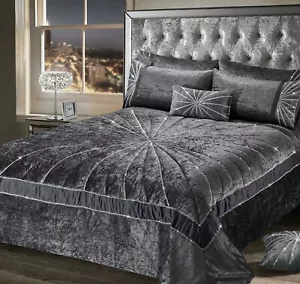 Zerkleinerter Samt Premium Bettwäsche Kollektion anthrazit dunkelgrau Diamant Starburst - Bild 1 von 16